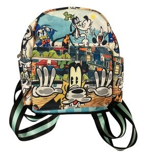 Disney Mickey and Friends Mini Backpack Colorful Character Boardwalk Print Bag